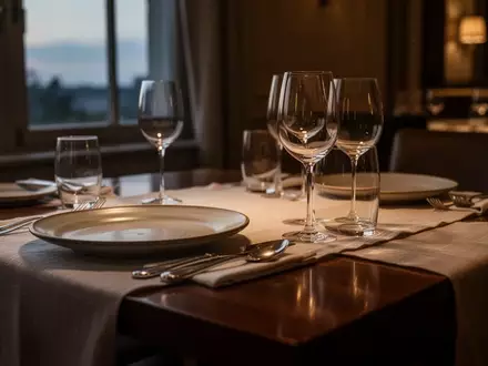 Ein gedeckter Esstisch in einem ruhigen Restaurant mit warmem Licht und Fokus auf die einladende Atmosphäre. - Foto: über boerse-global.de
