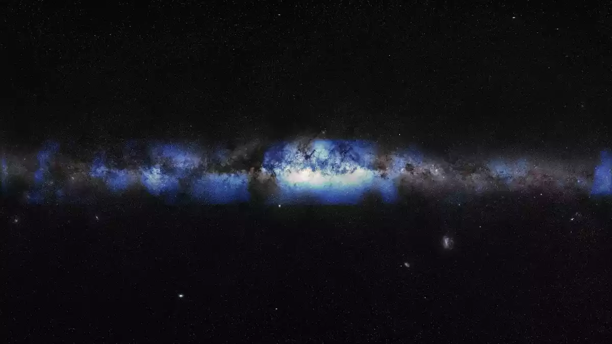 Mit «IceCube» können Forscher Neutrinos aus extrem energiereichen Prozessen im fernen Universum erfassen. - Bild: IceCube Collaboration/U.S. National Science Foundation (Lily Le & Shawn Johnson)/ESO (S. Brunier)/dpa