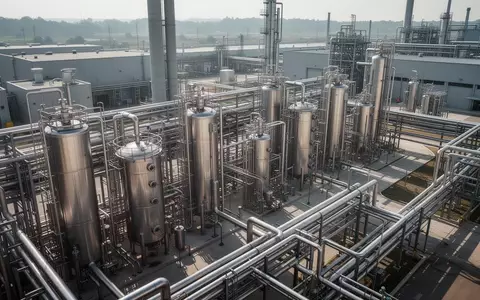 Moderne Industrieanlage eines Chemieunternehmens mit Edelstahltanks und Rohrleitungen bei Tageslicht. - Foto: über boerse-global.de