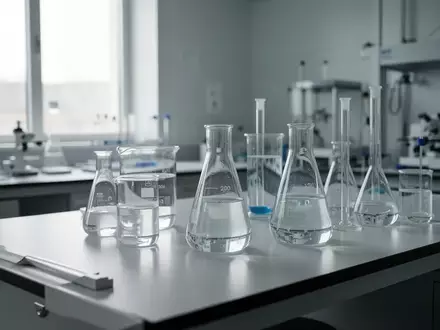 Ein steriler Labortisch mit Glasgefäßen und wissenschaftlichen Geräten in einem hellen, modernen Labor. - Foto: über boerse-global.de