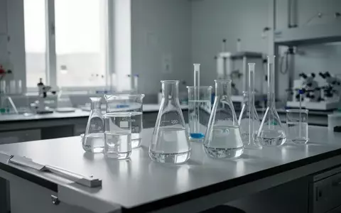 Ein steriler Labortisch mit Glasgefäßen und wissenschaftlichen Geräten in einem hellen, modernen Labor. - Foto: über boerse-global.de