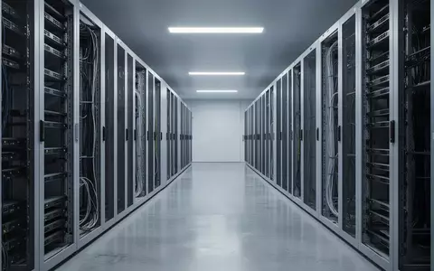 Ein moderner, minimalistischer Serverraum mit leeren Serverschränken und geordneter Kabelführung in kühlem Licht. - Foto: über boerse-global.de