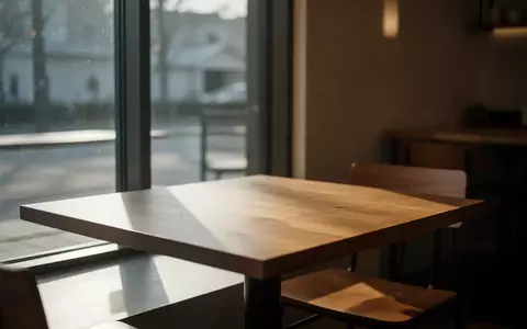 Ein leerer Holztisch in einem ruhigen Café bei natürlichem Lichteinfall. - Foto: über boerse-global.de