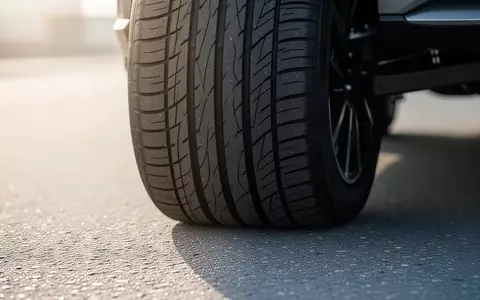Nahaufnahme eines modernen Autoreifenprofils auf Asphalt bei natürlichem Tageslicht. - Foto: über boerse-global.de