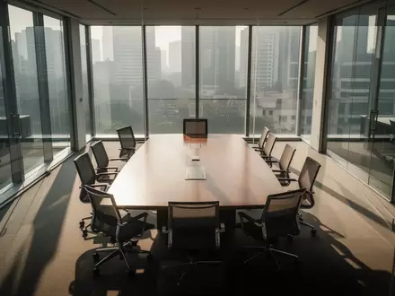 Ein leerer, moderner Konferenzraum in einem Bürogebäude bei natürlichem Lichteinfall. - Foto: über boerse-global.de