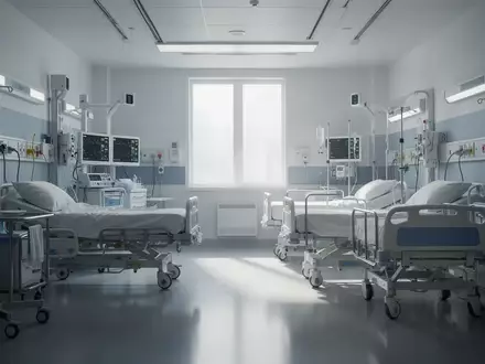 Ein moderner, unbesetzter Intensivstation-Raum mit medizinischer Ausstattung in einer Klinik. - Foto: über boerse-global.de