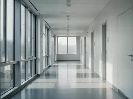 Ein heller, ruhiger Flur in einem modernen medizinischen Forschungszentrum bei Tageslicht. - Foto: über boerse-global.de