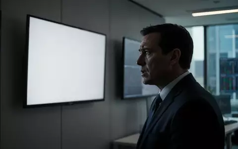 Ein besorgter Aktienhändler in einem modernen Büro vor einem leeren Monitor. - Foto: über boerse-global.de