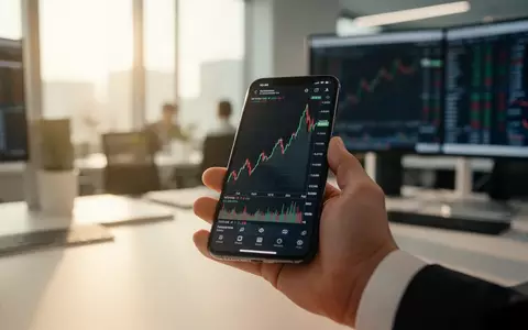Ein professioneller Blick auf ein Smartphone mit einem steigenden Aktienchart im Büroalltag. - Foto: über boerse-global.de