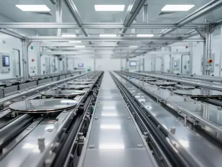 Industrielle Halbleiter-Fertigungsumgebung mit automatisierten Produktionsanlagen in einem Reinraum. - Foto: über boerse-global.de