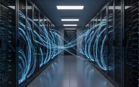 Moderne Serverinfrastruktur mit leuchtenden Glasfaserkabeln in einem Rechenzentrum. - Foto: über boerse-global.de