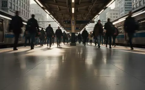 Belebter Bahnsteig in einem Bahnhof mit unscharfen Passanten im Hintergrund und Fokus auf die Architektur der Umgebung. - Foto: über boerse-global.de