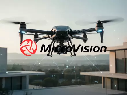 Eine hochmoderne Industriedrohne schwebt über einer modernen Landschaft als Symbol für autonome Luftfahrttechnologie. - Foto: über boerse-global.de