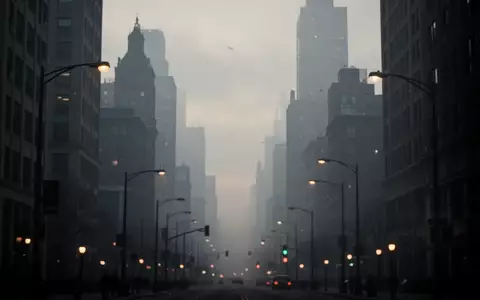Dichte städtische Umgebung bei Dämmerung mit atmosphärischer Trübung und architektonischen Silhouetten unter einem bewölkten Himmel. - Foto: über boerse-global.de