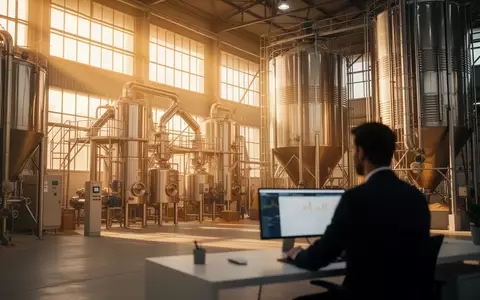 Moderne industrielle Getreideverarbeitungsanlage mit glänzenden Edelstahlsilos und einfallendem Sonnenlicht. - Foto: über boerse-global.de