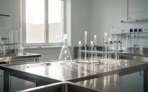 Ein klinisches Labor mit Edelstahlflächen und Glasgeräten in hellem, natürlichem Licht. - Foto: über boerse-global.de