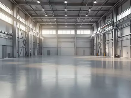 Eine weitläufige, moderne Industriehalle mit poliertem Betonboden und minimalistischen Stahlelementen bei natürlichem Licht. - Foto: über boerse-global.de