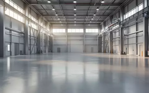 Eine weitläufige, moderne Industriehalle mit poliertem Betonboden und minimalistischen Stahlelementen bei natürlichem Licht. - Foto: über boerse-global.de