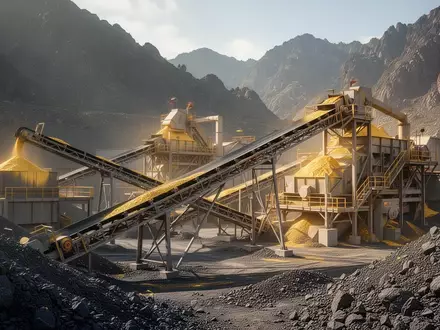 Moderne industrielle Goldverarbeitungsanlage in einer bergigen Landschaft. - Foto: über boerse-global.de
