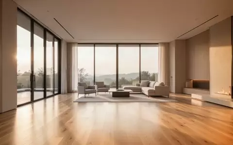 Ein lichtdurchfluteter, moderner Wohnraum mit poliertem Holzboden und bodentiefen Fenstern. - Foto: über boerse-global.de