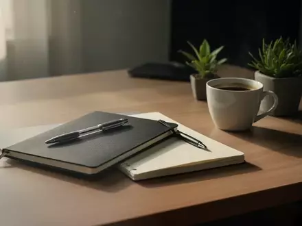 Symbolic image: tidy desk with a notebook - Foto: über boerse-global.de