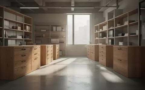 Ein minimalistisch eingerichtetes Büro mit leeren Aktenschränken und Regalen in einer hellen, modernen Umgebung. - Foto: über boerse-global.de