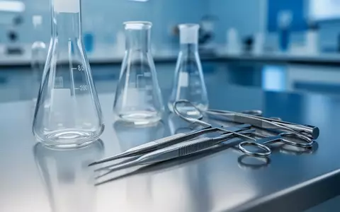 Moderne, sterile Laborumgebung mit medizinischen Instrumenten aus Metall auf einer Edelstahloberfläche. - Foto: über boerse-global.de