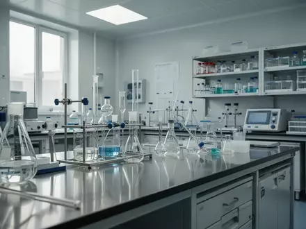 Ein steriles, modernes Labor mit Edelstahl-Oberflächen und präzisen Glasgeräten in einer Apotheken-Umgebung. - Foto: über boerse-global.de