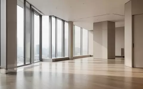 Ein minimalistisch gestalteter, leerer Büroraum mit hellem Holzboden und natürlichem Lichteinfall durch große Fenster. - Foto: über boerse-global.de