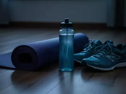 Symbolbild: Yogamatte, Trinkflasche und Laufschuhe - Foto: über boerse-global.de