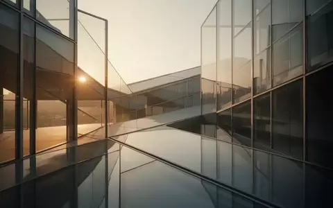 Minimalistische Architektur aus Glas und Stahl im warmen Licht der goldenen Stunde. - Foto: über boerse-global.de