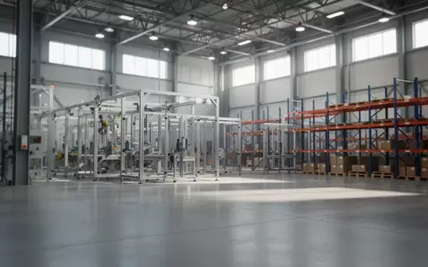 Eine weitläufige, moderne Industriehalle mit Betonboden und Metallstrukturen bei Tageslicht. - Foto: über boerse-global.de