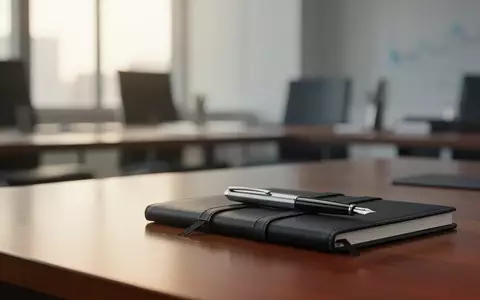 Ein minimalistischer Schreibtisch mit einem Füllfederhalter und Notizbuch in einem professionellen Büroambiente. - Foto: über boerse-global.de