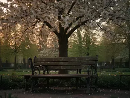Symbolbild: Parkbank unter einem blühenden Baum - Foto: über boerse-global.de