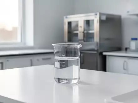 Ein steriler Labortisch mit einem Glasbecher in hellem, natürlichem Licht. - Foto: über boerse-global.de