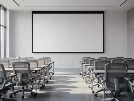 Ein moderner, leerer Hörsaal mit natürlichem Lichteinfall, der eine ruhige und professionelle Lernatmosphäre vermittelt. - Foto: über boerse-global.de