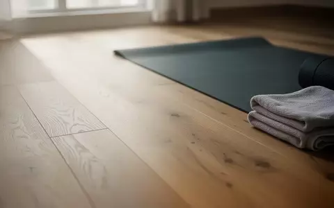 Ein minimalistisch eingerichteter Raum mit einem Yogamatte und einem Handtuch auf einem hellen Holzboden bei Tageslicht. - Foto: über boerse-global.de
