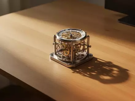 Ein mechanisches Uhrwerk auf einer Holzoberfläche bei weichem Morgenlicht. - Foto: über boerse-global.de