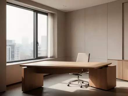 Ein heller, minimalistischer und leerer Büroarbeitsplatz mit natürlichem Licht in einer ruhigen Arbeitsumgebung. - Foto: über boerse-global.de