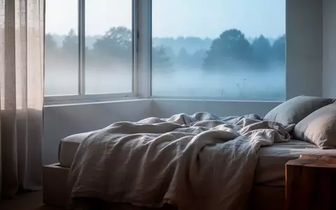 Ein minimalistisches Schlafzimmer in den frühen Morgenstunden mit sanftem Tageslicht, das auf ein ungemachtes Bett fällt. - Foto: über boerse-global.de