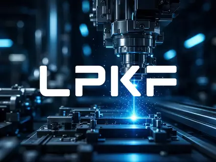 Abstrakte Darstellung einer modernen Hochtechnologie-Laseranlage mit präzisen Lichtstrahlen und industriellem Design. - Foto: über boerse-global.de