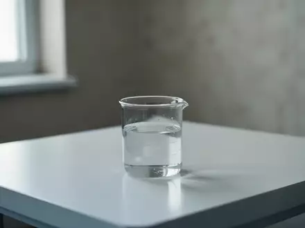 Ein minimalistischer, klinischer Untersuchungsraum mit einem Glasgefäß auf einer weißen Oberfläche bei natürlichem Licht. - Foto: über boerse-global.de