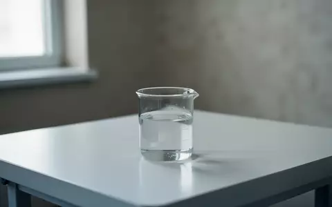 Ein minimalistischer, klinischer Untersuchungsraum mit einem Glasgefäß auf einer weißen Oberfläche bei natürlichem Licht. - Foto: über boerse-global.de