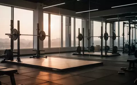 Ein leeres, minimalistisches Fitnessstudio mit Hantelplattformen in der weichen Beleuchtung des frühen Morgens. - Foto: über boerse-global.de