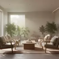 Ein heller, minimalistisch gestalteter Aufenthaltsbereich mit modernen Holzmöbeln und Pflanzen, der eine Atmosphäre der Ruhe und Ausgeglichenheit vermittelt. - Foto: über boerse-global.de