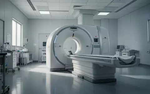 Ein klinischer Untersuchungsraum mit einem modernen Computertomographen in einer sterilen, hellen Laborumgebung. - Foto: über boerse-global.de