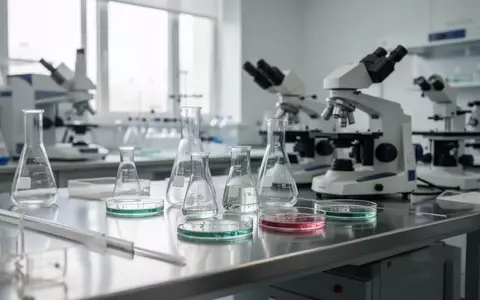 Ein klinisches Labor mit wissenschaftlichen AnalysegerĂ€ten und Laborglas auf einem Edelstahltisch. - Foto: ĂŒber boerse-global.de