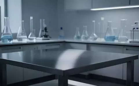 Ein minimalistisches, modernes medizinisches Forschungslabor mit leeren Edelstahltischen und wissenschaftlichen Glasgeräten. - Foto: über boerse-global.de
