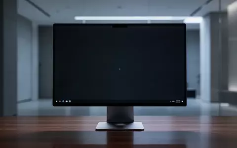 Ein minimalistischer Arbeitsplatz mit einem dunklen Monitor und einem aufgeräumten Schreibtisch in einer modernen Umgebung. - Foto: über boerse-global.de