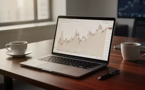 Ein moderner Schreibtisch mit einem Laptop, auf dem unscharfe Finanzdiagramme zu sehen sind, bei natürlichem Licht. - Foto: über boerse-global.de